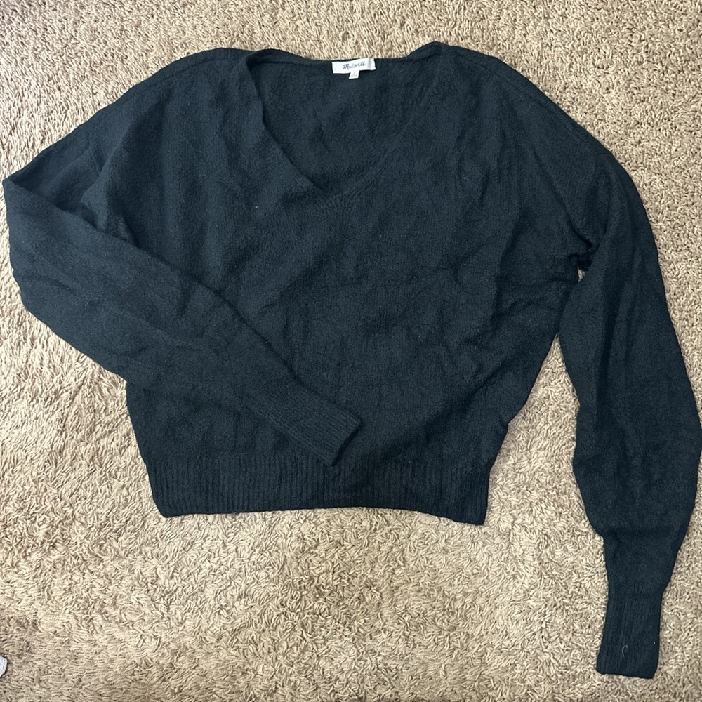 Madewell Charcoal V-Neck Sweater